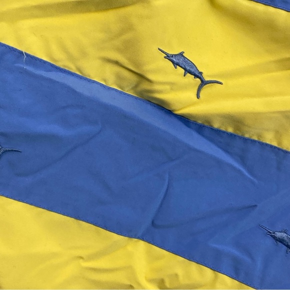 Daniel Cremieux Swim Trunks Men XL Yellow Blue Sharks Drawstring Mesh Brief 16” - Picture 11 of 11